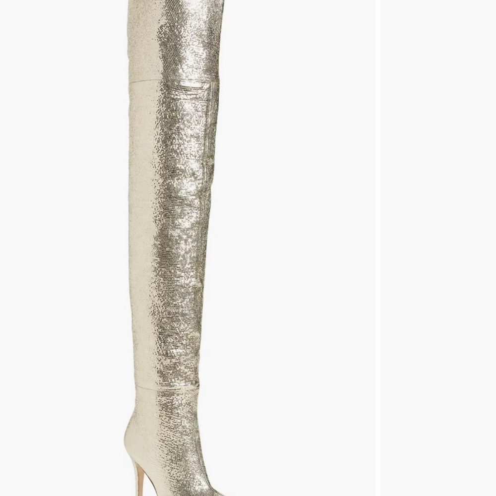 Brother Vellies Silver Over the Knee Boots with Metallic Finish